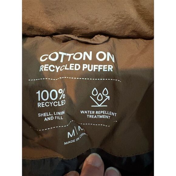 Cotton On Men's Brown Puffer Vest M Water-Repellent Winter Jacket - Picture 6 of 7